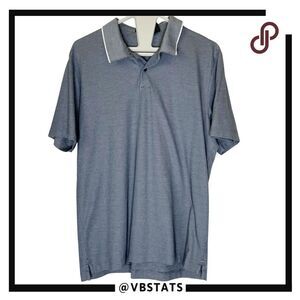 Theory Mens Pima Cotton Blend Stretch Short Sleeve Polo Shirt Blueish Gray Large